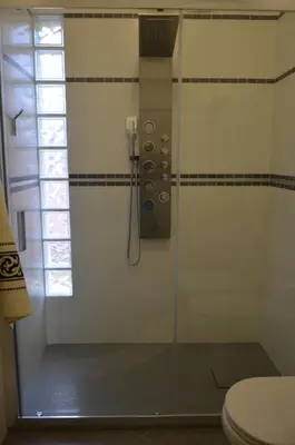 a shower in a bathroom with a toilet at Il Girasole del Centro Storico in Alcamo