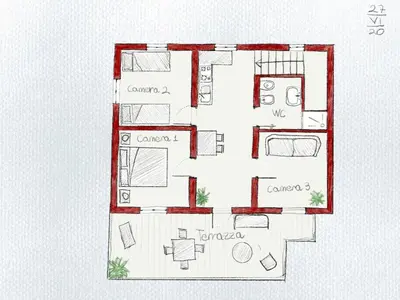 a drawing of a floor plan of a house at I Macaseni di Franca in Scopello
