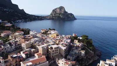 an aerial view of positano on the amalfi coast at Lumera in Santa Flavia