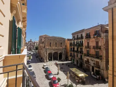 an aerial view of a city street with buildings at Dimora Lecerf in Palermo