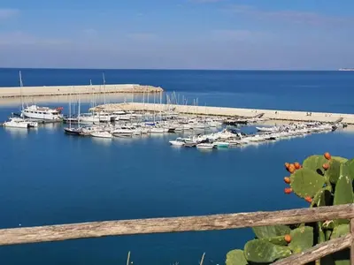 a group of boats docked at a dock in the water at ADRIANA SEAHOUSE in Balestrate