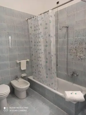 a bathroom with a shower and a toilet and a sink at NARDINA HOUSE in Castellammare del Golfo