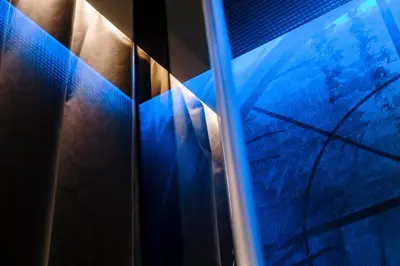 a close up of a window with blue light at Aquasuite - Luxury Experience & Spa in Palermo