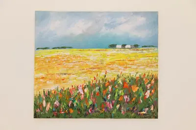 a painting of a field with flowers at Casa Imperia in Palermo