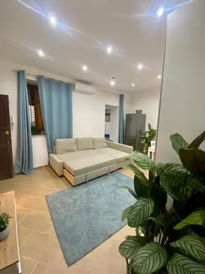 a living room with a couch and a rug at Marechiaro Apartments in Palermo