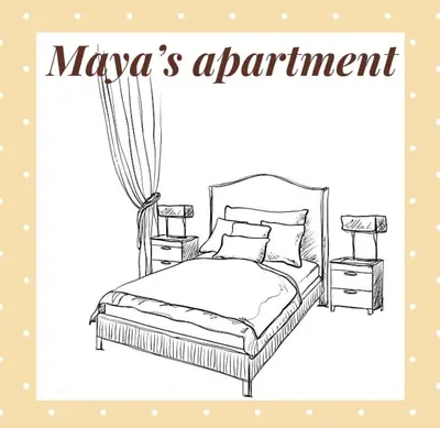 a sketch of a bedroom with a bed and nightstand at Maya's Apartment close to Ballarò Market and Central station in Palermo