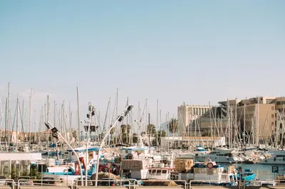 a bunch of boats docked in a marina at Bed à Cala in Palermo