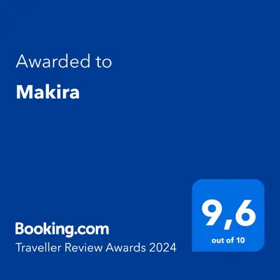 a blue phone screen with the text awarded to makeira at Casa Makira in Terrasini