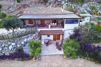 an aerial view of a house with a garden at Villa Fenice in Scopello