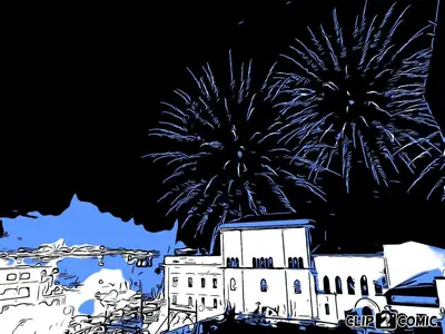 a drawing of fireworks exploding over a building at Stunning Kalsa in Palermo