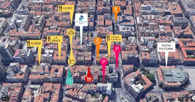an overhead view of a city with street signs at MolteVolte Rooms in Palermo