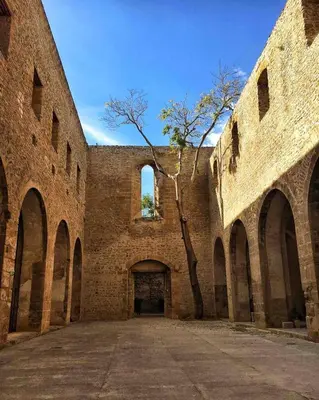 a large brick building with a tree in the middle at Casa di Giulietta in Palermo