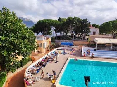 an overhead view of a swimming pool at a resort at Raggio di sole in Ashur in Palermo