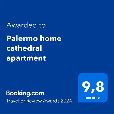 a blue screen with the text awarded to paloma home cathedral apartment at Palermo home cathedral apartment in Palermo