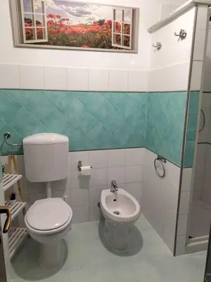 a bathroom with a toilet and a sink at La Loggia 34 in Palermo