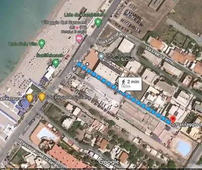 a map of a street with green lights on it at VILLA DELLE POMELIE in Isola delle Femmine