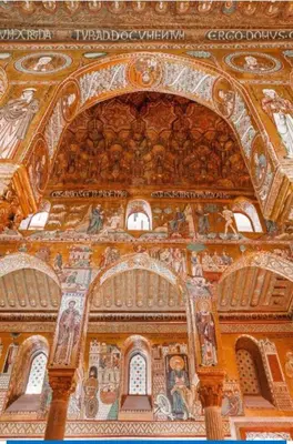 a large room with a ceiling with paintings on it at Virginia House 3 in Palermo
