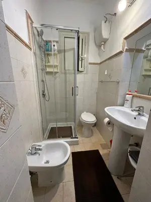 a bathroom with a shower and a sink and a toilet at NONNA MARI' in Palermo