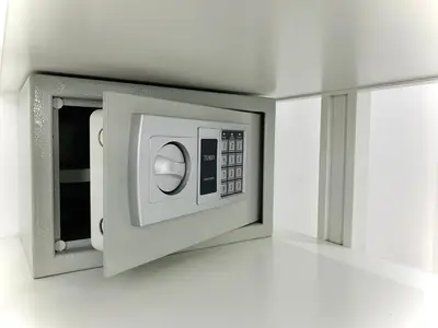 a microwave oven with its door open on a wall at Attico Belvedere in Palermo