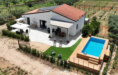 an aerial view of a house with a swimming pool at Villa Marica in Partinico