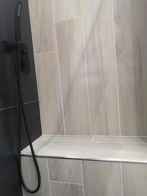 a shower in a bathroom with a shower curtain at LA CASA DI TIAGO in Palermo