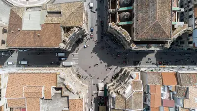 an aerial view of a city with buildings at Vicolo Paternò Apartments in Palermo